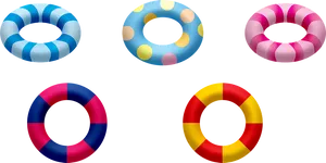 Colorful Inflatable Swim Rings Collection PNG Image