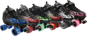 Colorful Inline Skates Array PNG Image