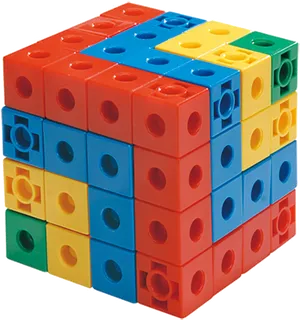 Colorful Interlocking Blocks Cube PNG Image