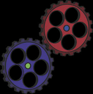 Colorful Interlocking Gears PNG image with transparent background