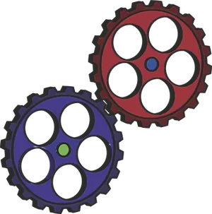 Colorful Interlocking Gears PNG Image