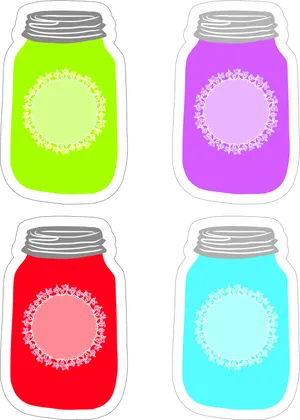 Colorful_ Jar_ Labels_ Vector PNG Image