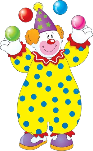 Colorful Juggling Clown Cartoon PNG Image