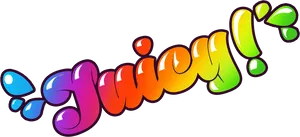 Colorful Juicy Word Art PNG Image