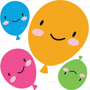 Colorful_ Kawaii_ Blush_ Balloons PNG Image