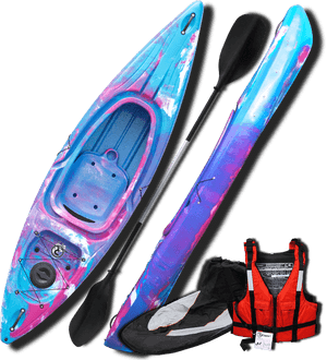 Colorful Kayakand Gear Set PNG with transparent background
