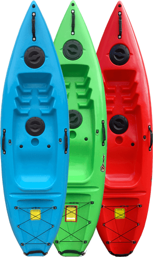 Colorful Kayaks Vertical Display PNG image with transparent background
