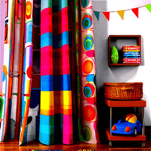Colorful Kids Room Curtain PNG 05252024 PNG