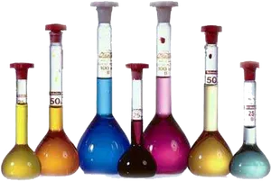 Colorful Laboratory Volumetric Flasks PNG Image