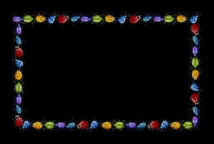 Colorful Ladybug Border Frame PNG with transparent background