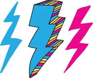 Colorful Lightning Bolts Illustration PNG Image