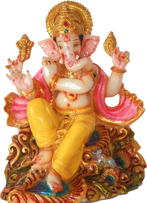 Colorful Lord Ganesh Statue PNG Image