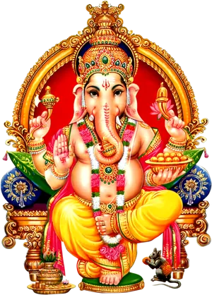 Colorful Lord Ganesha Artwork PNG Image