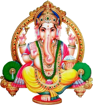 Colorful Lord Ganesha Artwork PNG Image