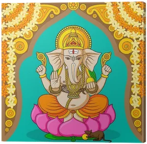 Colorful Lord Ganesha Artwork PNG Image