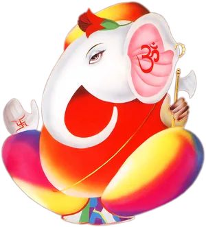 Colorful Lord Ganesha Artwork PNG Image