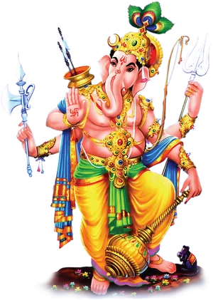 Colorful Lord Ganesha Artwork PNG Image