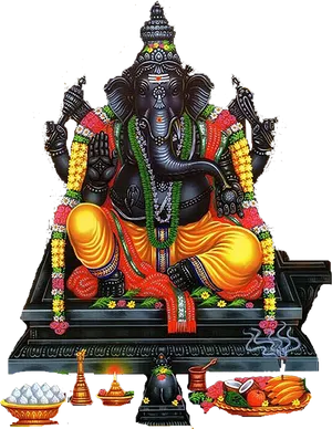 Colorful Lord Ganesha Artwork PNG Image