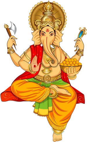 Colorful Lord Ganesha Illustration PNG Image