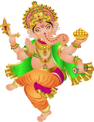 Colorful Lord Ganesha Illustration PNG Image