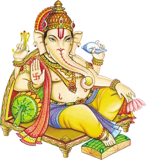 Colorful Lord Ganesha Illustration PNG Image