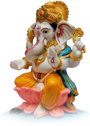 Colorful Lord Ganesha Statue PNG Image