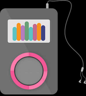 Colorful M P3 Player Graphic PNG with transparent background