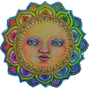 Colorful Mandala Sun Artwork PNG Image