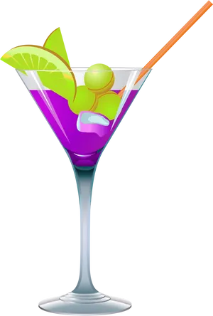 Colorful Martini Cocktail Illustration PNG Image