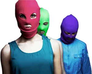 Colorful_ Masked_ Trio_ Protesters.jpg PNG Image