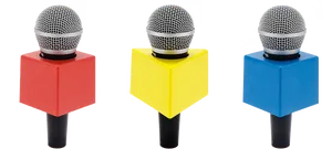 Colorful Microphone Heads PNG Image