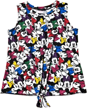 Colorful Minnie Mouse Pattern Tank Top PNG Image