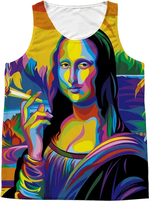 Colorful Mona Lisa Tank Top PNG Image