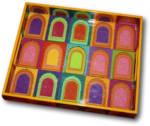 Colorful Moroccan Tile Tray PNG Image