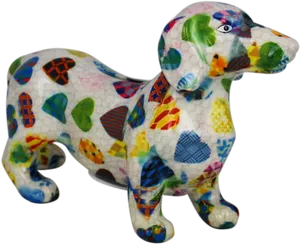 Colorful Mosaic Dachshund Figurine PNG Image