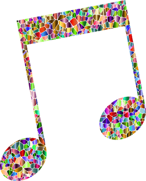 Colorful Mosaic Music Note PNG with transparent background