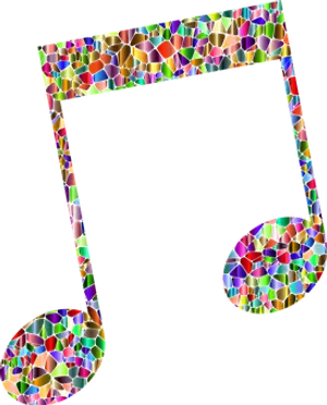 Colorful Mosaic Music Note PNG Image