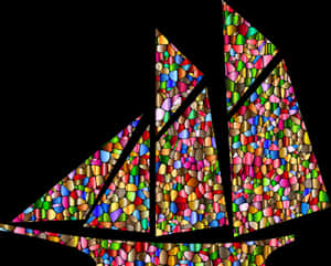 Colorful Mosaic Sailboat Artwork PNG