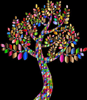 Colorful Mosaic Tree Art PNG image with transparent background