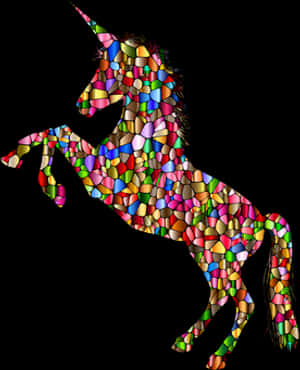 Colorful Mosaic Unicorn PNG image with transparent background