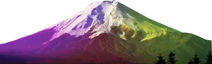 Colorful Mount Fuji Peak PNG Image