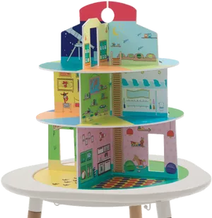 Colorful Multi Level Dollhouse PNG Image