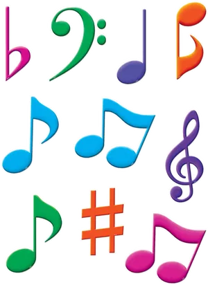 Colorful Music Notes Collection PNG Image