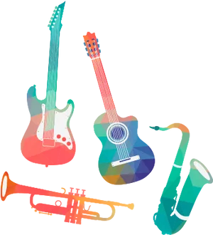 Colorful Musical Instruments Vector Illustration PNG Image