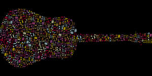 Colorful Musical Notes Guitar Silhouette PNG image with transparent background