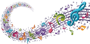 Colorful Musical Notes Wave PNG Image