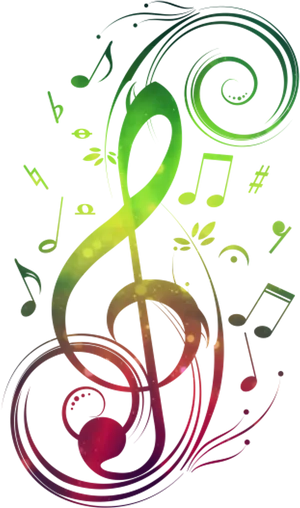 Colorful Musical Notesand Clefs PNG Image