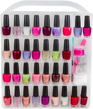 Colorful Nail Polish Collection PNG Image