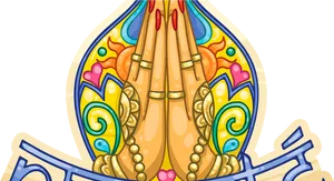 Colorful Namaste Gesture Illustration PNG Image