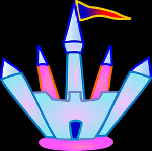 Colorful Neon Castle Illustration PNG image with transparent background